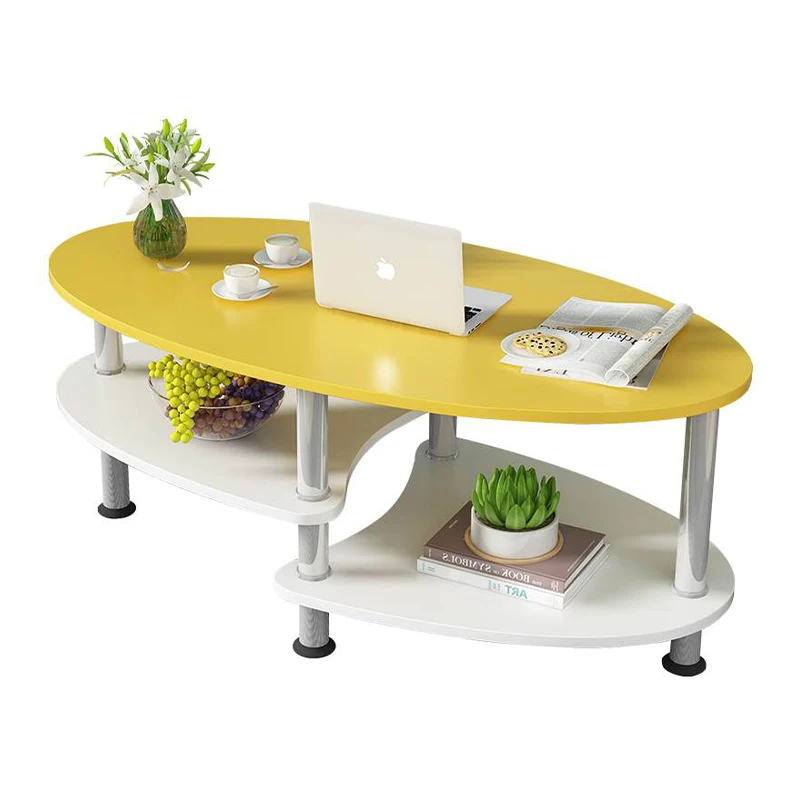 Reasonable Price Contemporary Sofa Side Yellow Elliptical Solid Wood Coffee Corner Table