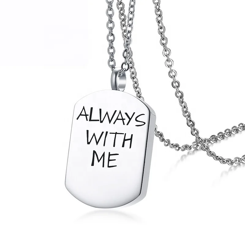 Laser Engraved Dog Tag Shield Shape Pendant Keepsake Urn Necklace For Pet Ashes Hair