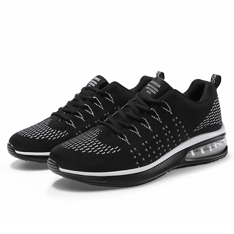 Air sole fancy white sports shoe knitted upper private label sport shoes for men