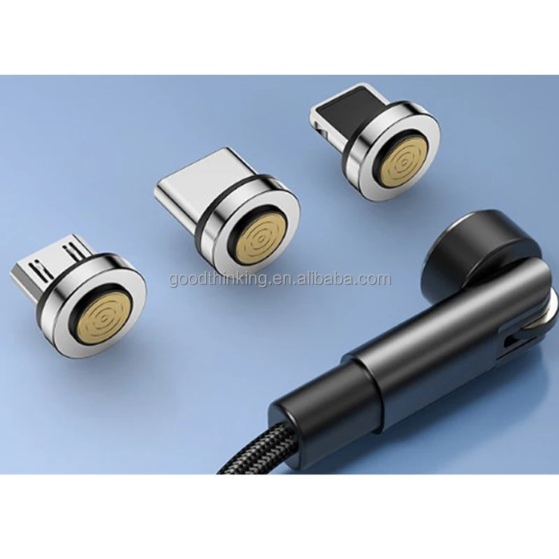 fast charger 540 degree rotation OEM Logo USB Type C Micro USB 3 in 1 magnetic cable