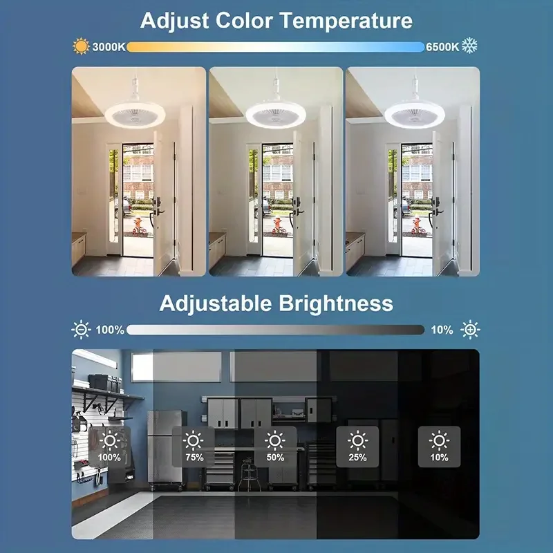 Modern E27 Head Type with Remote Control Smart Dimming Led Ceiling Lights Fan Lamp For Living Room