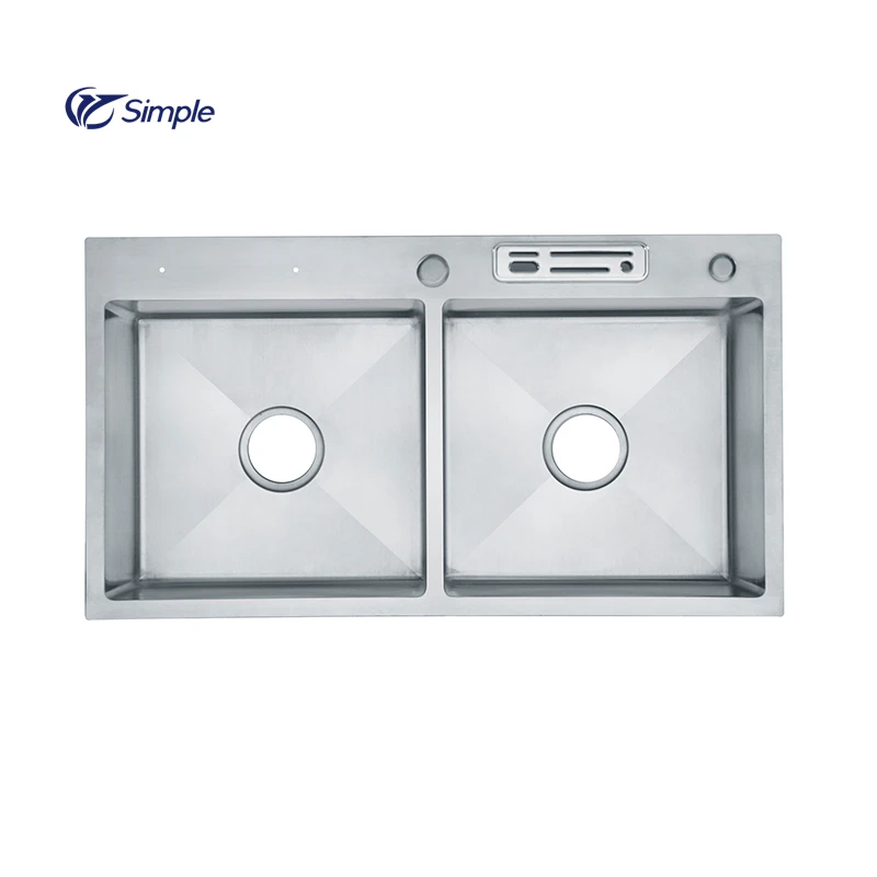 Double Sink 304 Stainless Steel Handmade Kitchen Sink Home Use Hand Wash Undermount Basin Double Bowl