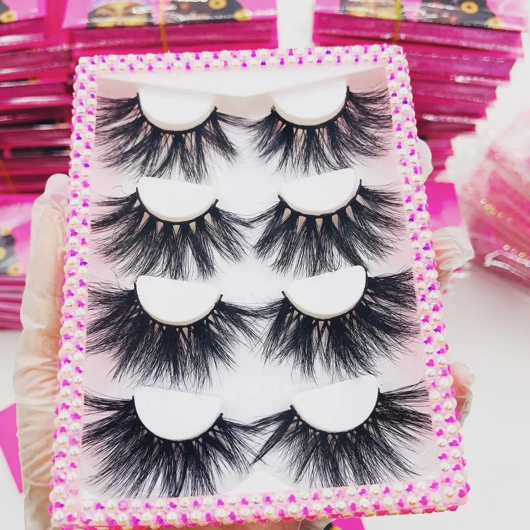 New Design Custom Eyelash Packing Set 3d Mink False Eye Lashes Own Brand 25mm Wholesale handmade Mink Eyelashes