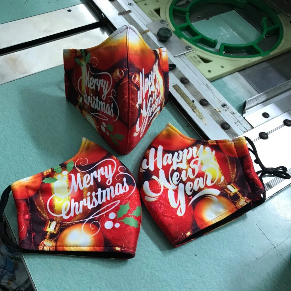 Модный Рождественский чехол для лица из полиэстера и хлопка многоразовая мягкая удобная 3D-печать индивидуальный дизайн