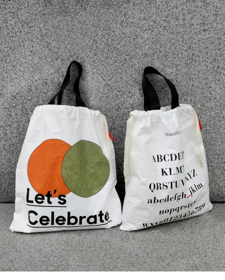 Custom Logo Print White Dupont Tyvek Paper Promotion Eco Tote Shopping Bag Promotion Tote bag