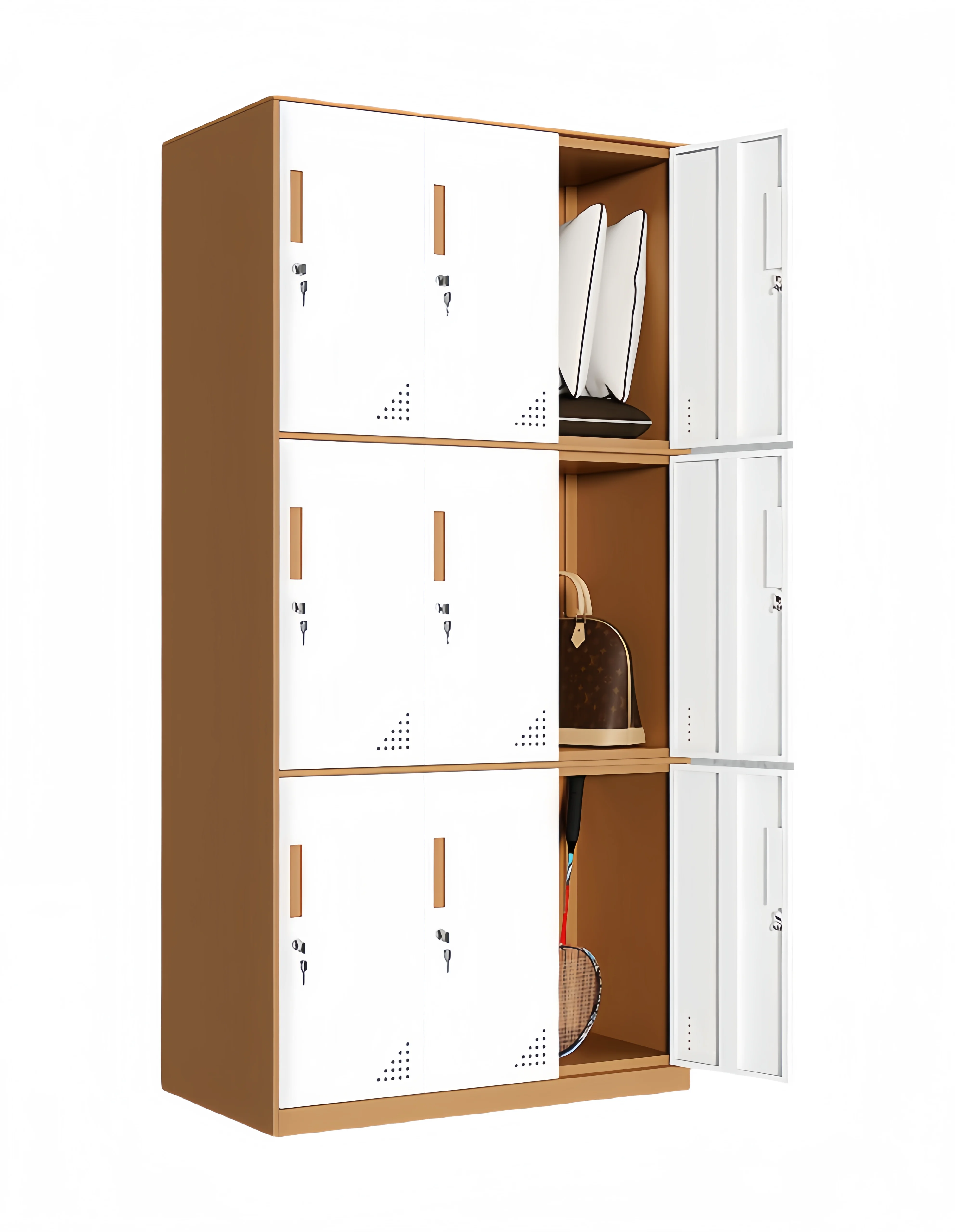 All-onetech Armoire 9-24-doors Locker Wardrobe Storage Cabinet Closet with Hanging Rod Adjustable Shelves Home Furniture Bedroom