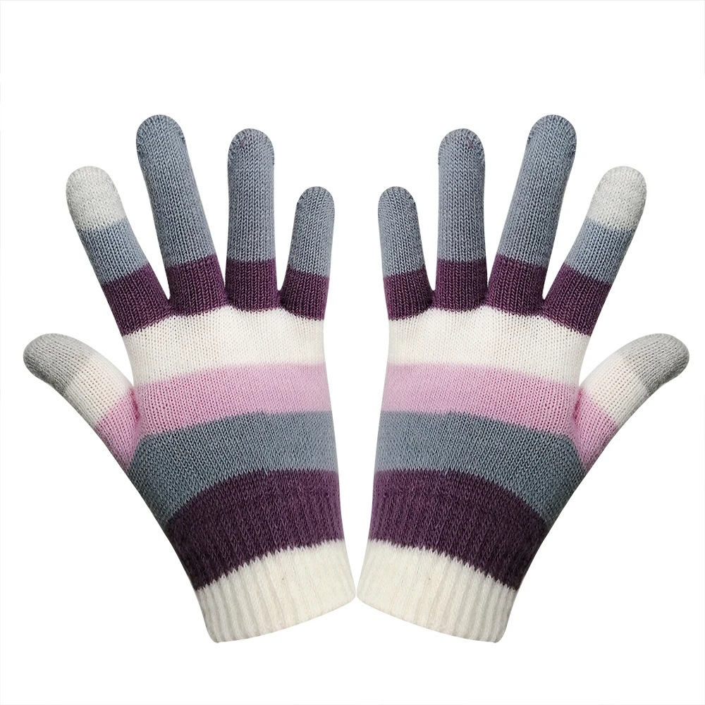 Striped Children String Knitted Winter Glove Touchscreen Kids Skiing Cycling Glove
