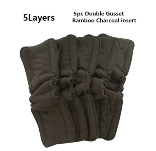 Многоразовые карман из конопляной ткани с бамбуковым древесным углем для тканевых подгузников 3-х слойные бамбуковые вкладыши