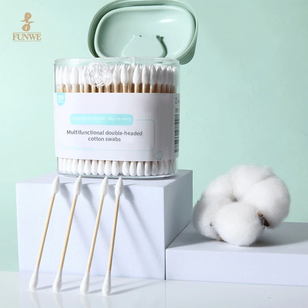 Customization Bamboo Fabrication Biodegradable Non-Pollution Cotton Swab Stick Wooden Cotton Swab