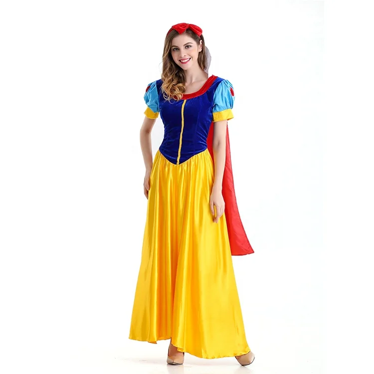 Women Snow White Princess Dress with Headband Role Cosplay  Costume Set for Costume Party Clothing