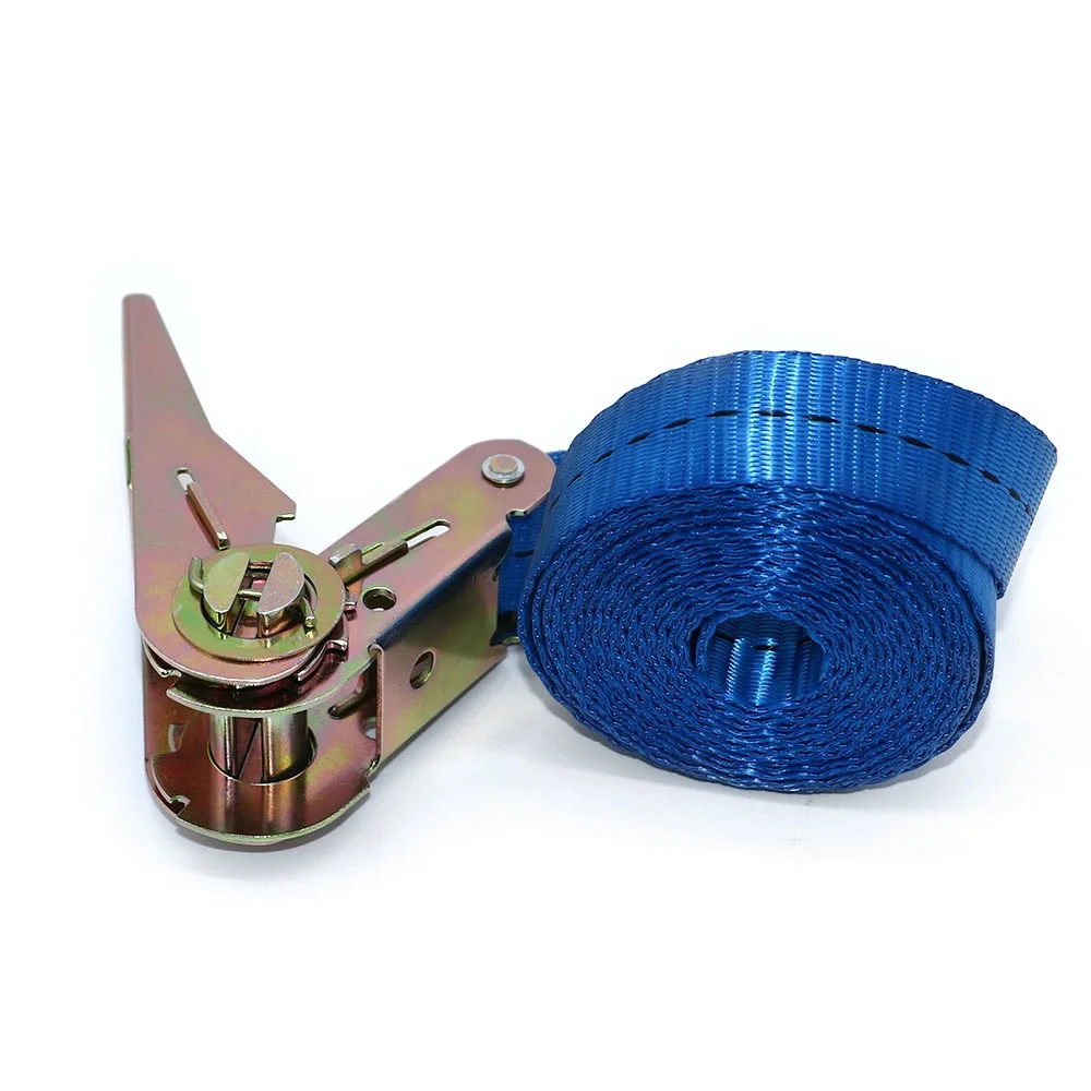 Hot sale cargo strap 25 mm 32mm 35mm 50mm cam buckle blue tie down with heavy duty webbing cam buckle with black webbing
