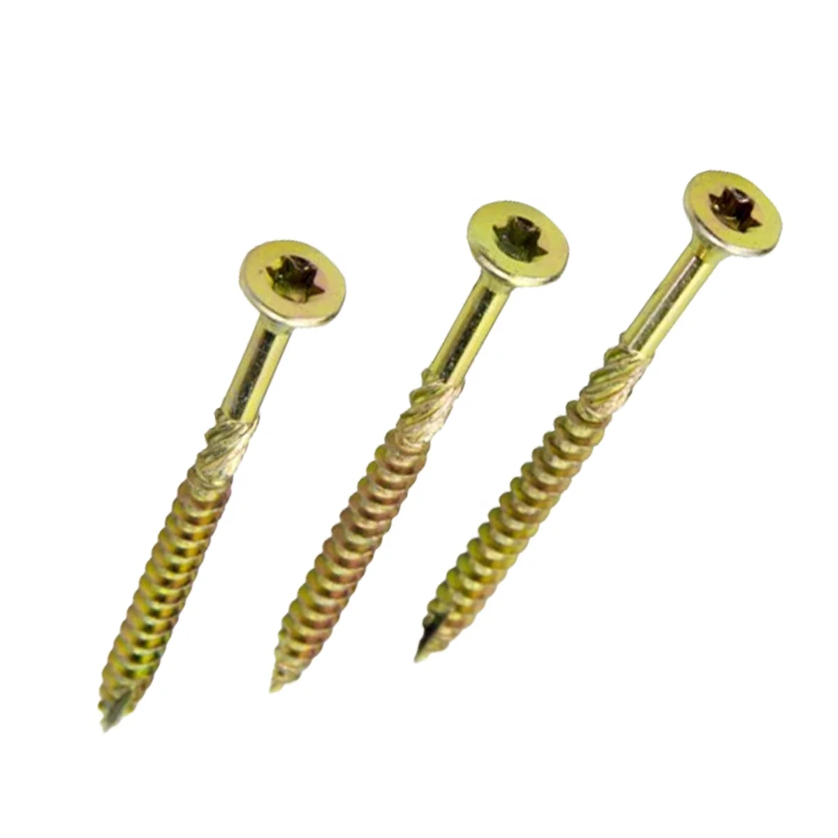 Hot Sale Zinc Plated Silvery Yellow Double Countersunk Torx Round Chipboard Construction Wood Screw With Knur