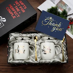 Mr Right And Mrs Always Right Couples Coffee Mugs Cups Gifts Set For Engagement Wedding Bridal Shower Bride and Groom