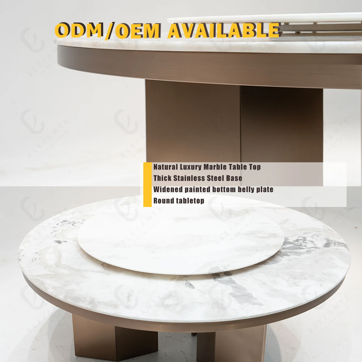 Italian Modern Minimalist Marble Top Stainless Steel Table Legs Luxury Round Rotating Dining Table Dining Table For Kitchen