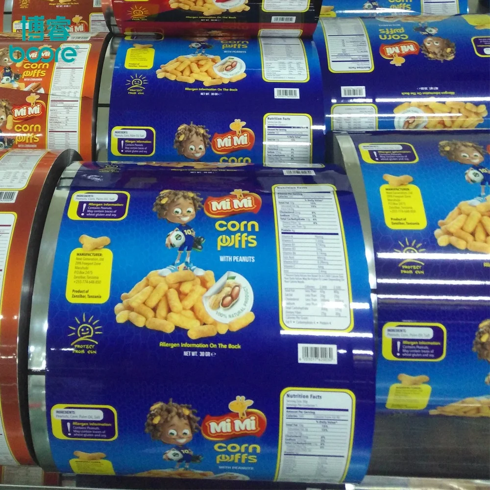 QINGZHOU BRIGHT BOPP VMCPP  Laminated Roll Film for Corn Puffs Potato Chip Banana Chips Packing