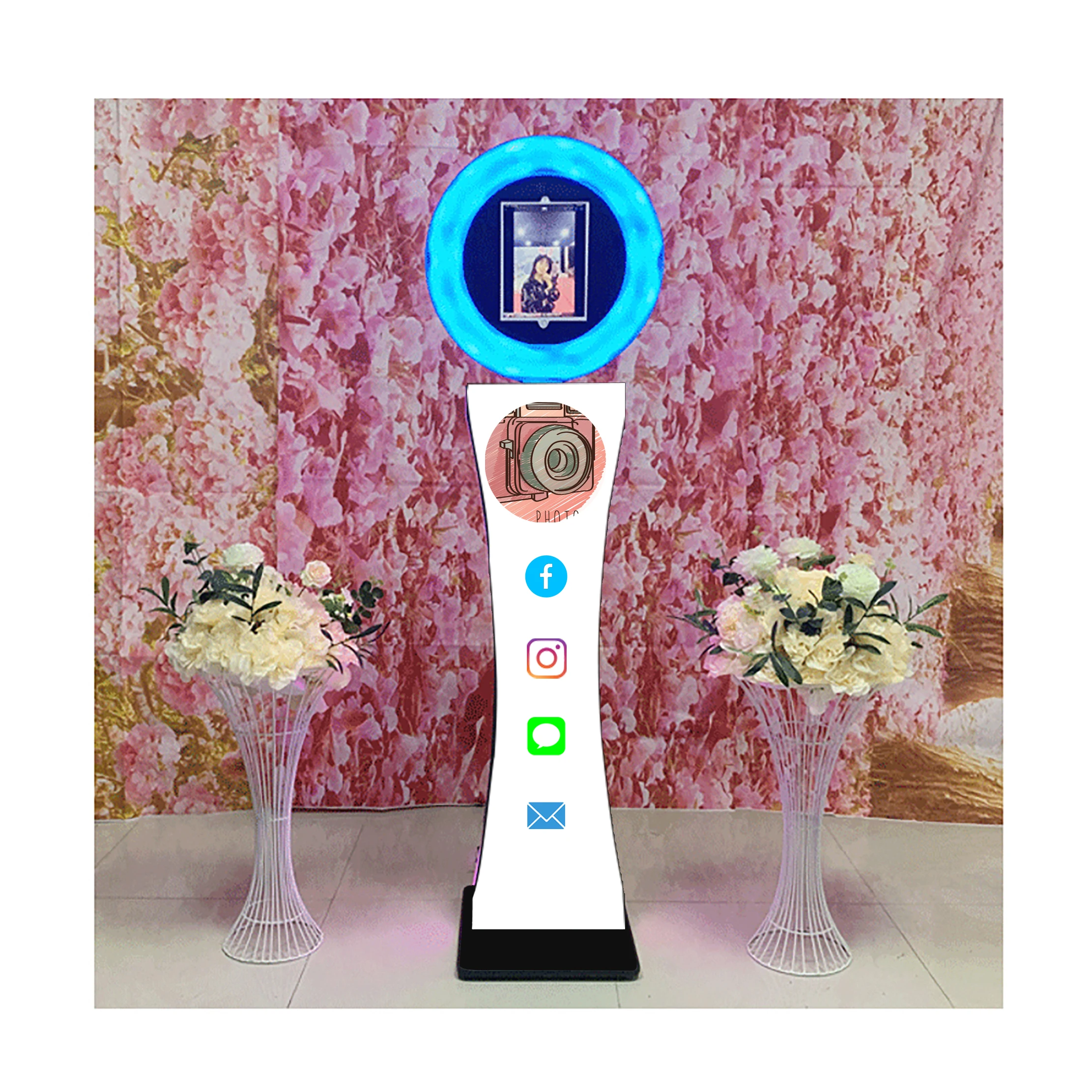 Christmas portable automatic luxury portable modern led mini deluxe sharing station 360 selfie photobooth kiosk photo booth