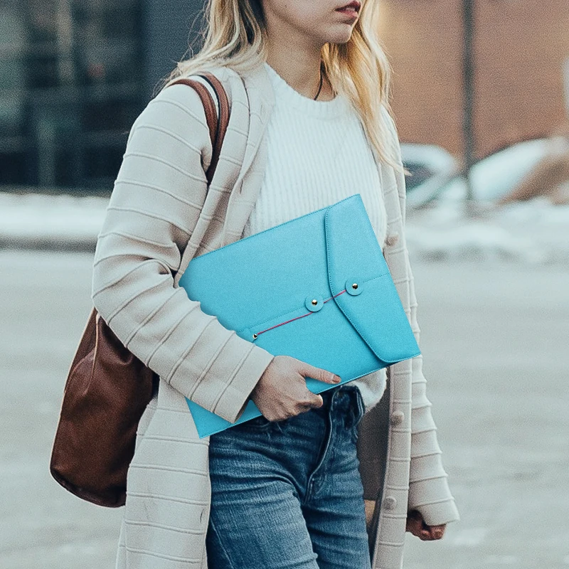 Custom Simple Fashion Logo Leather Thin Shell Tablet Sleeve Laptop Sleeve Bag for macbook ipad