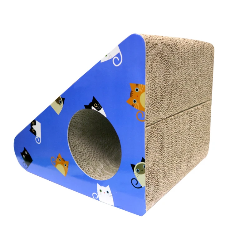 Triangle indoor cat house corrugated cat scratcher toys