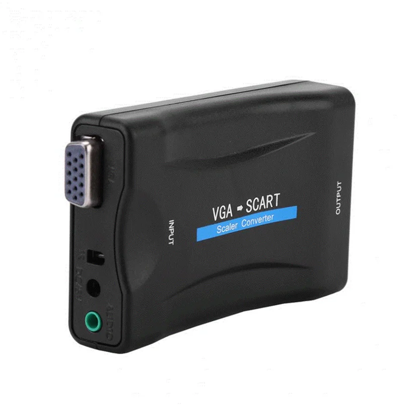 Professional New Design VGA to Scart HDTV PC video audio converter adapter