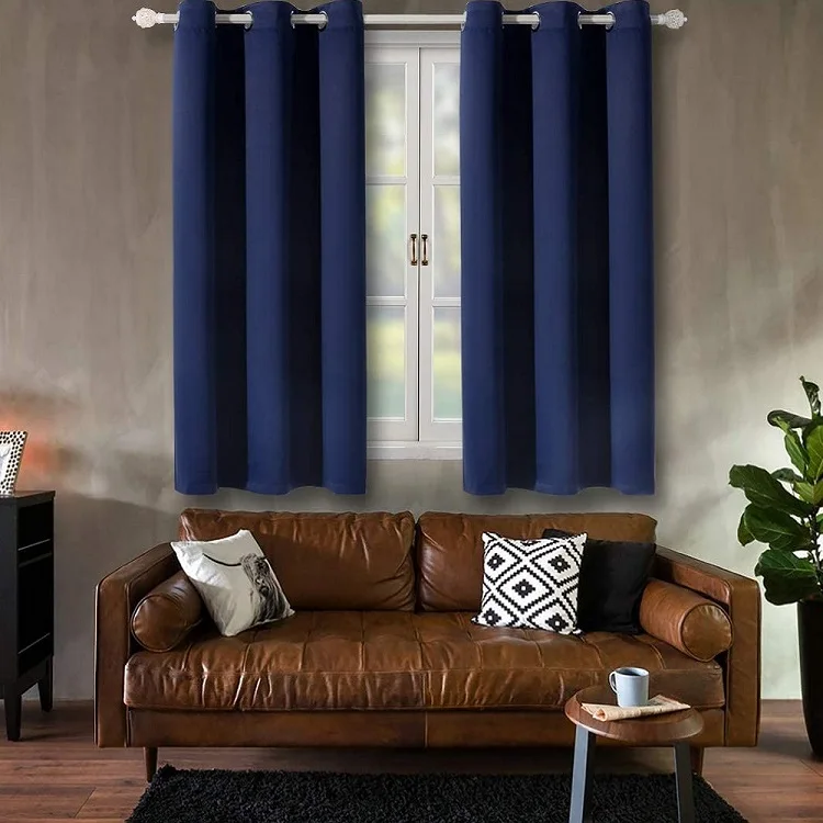 Custom Curtain Design Thermal Blue Eyelet Blackout Curtains for The Living Room