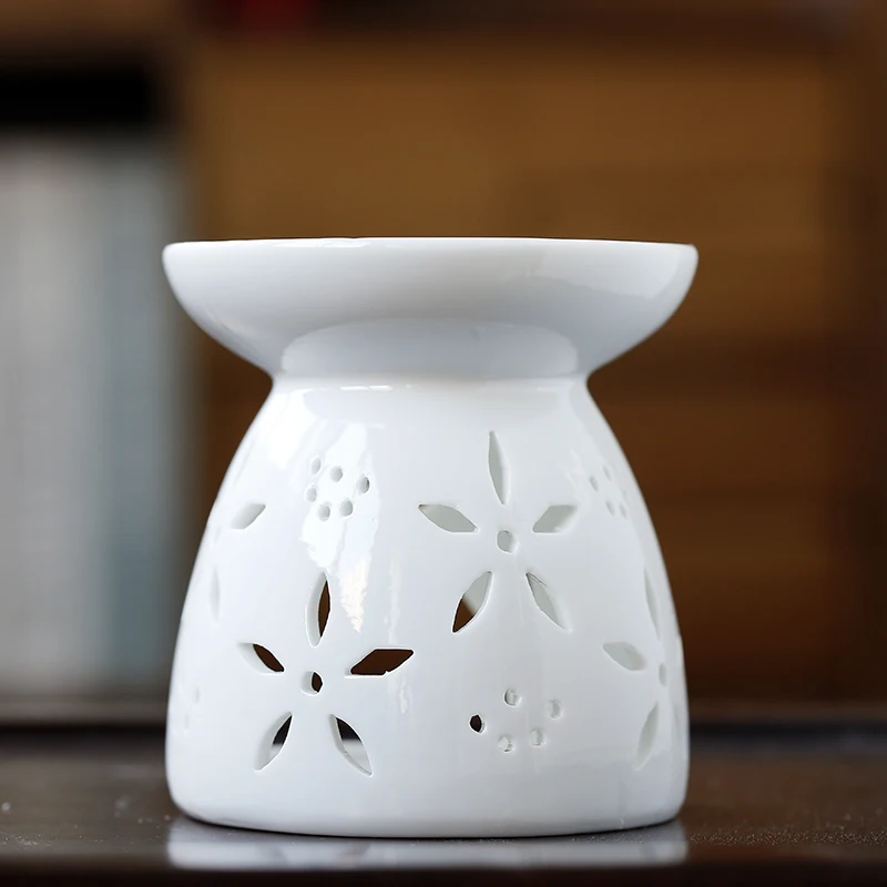 Hot Sale Popular Fragrance Warmer Ceramic Flower Design Oil Burner Aromather Portablel Holder