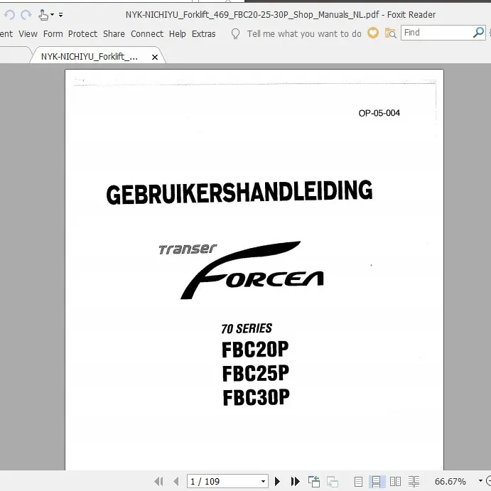 Nyk-Nichiyu Forklift Service manuals Trouble shooting Manual Circuit diagram 2013