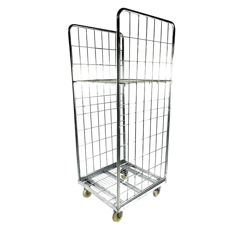folding cargo transport storage stainless steel wire roll container