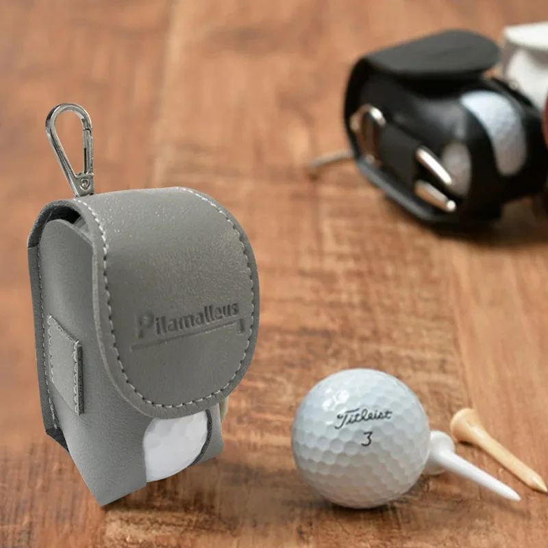 Golf Ball  And Tee Bags Hold Double Balls Pouch Waist Belt Carry Bag Portable Golf Ball Holder Bag PU Leather Gift For Friend