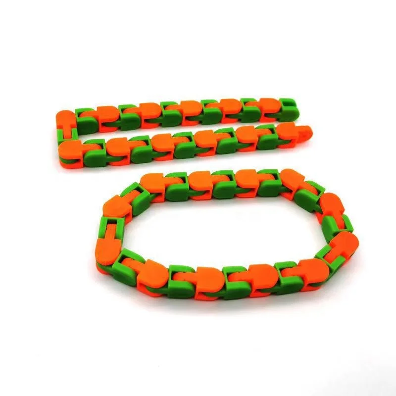 New Kids Autism Snake Puzzles Multicolor Wacky Tracks Snap and Click Fidget Toys Classic Sensory Toy