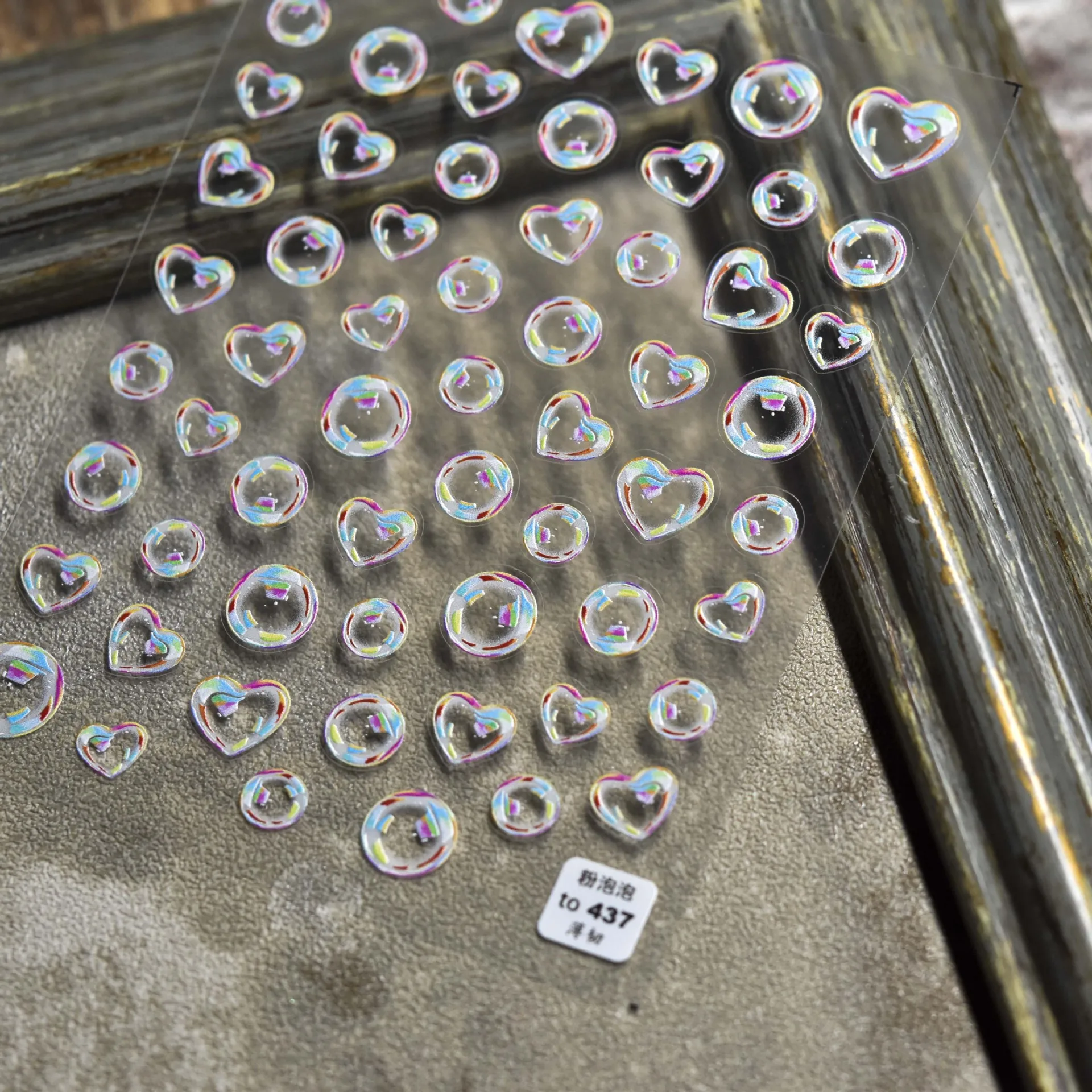 Kawaii Color Cute Bubble Nail Sticker Transparent  Fashion Nail Art Design Decorative  Heart Summer Slider Decal