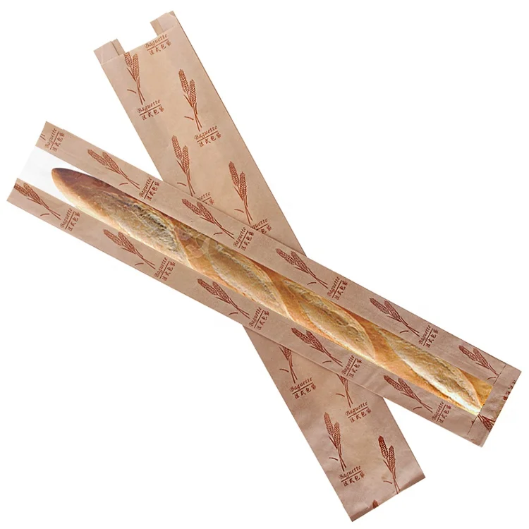 Индивидуальный принт, коричневая французская Сумочка для багета, оптовая продажа, коричневый бумажный пакет для хлеба с окошками