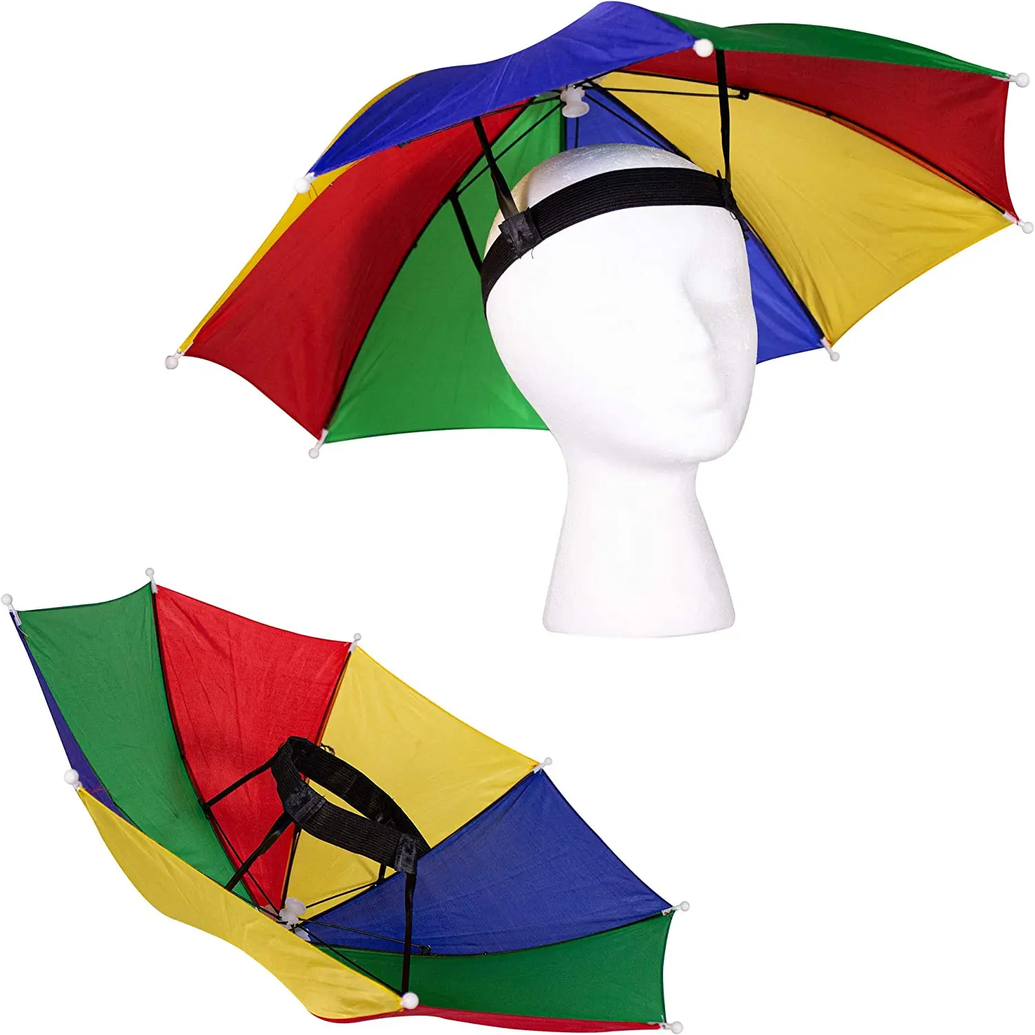 rainbow or colorful fishing hat head shape umbrella hat foldable wholesale  for adult and kids Sun Protection