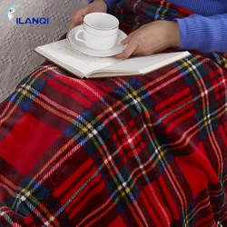 2020 Popular Anti Pilling Red And Black Plaid Printed Thick Warm Flannel Fleece Spring/Autumn Throw Blanket