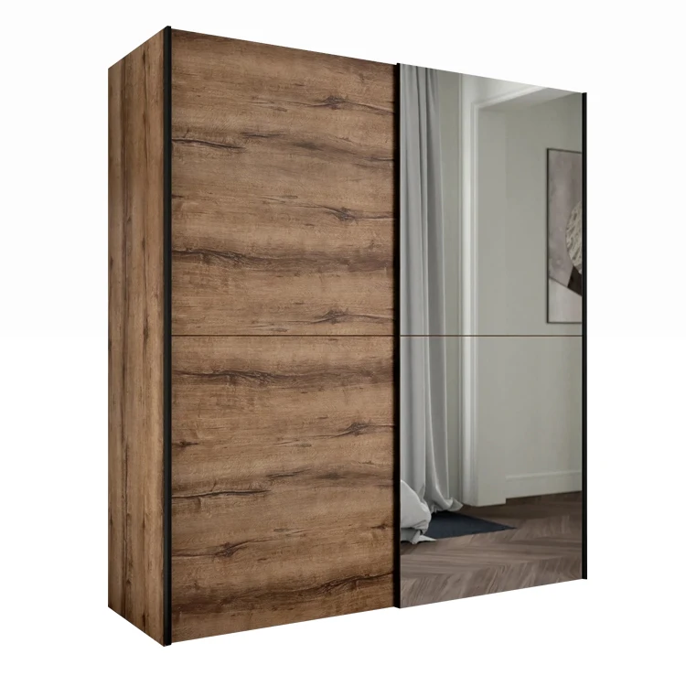 Bedroom mirror sliding door wardrobe wall closets storage cabinet for cloth