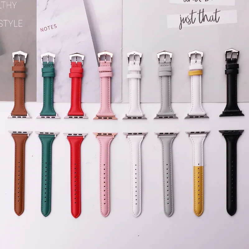Кожаный ремешок подходящий по цвету маленький кожаный для часов Apple Watch 1 2 3 4