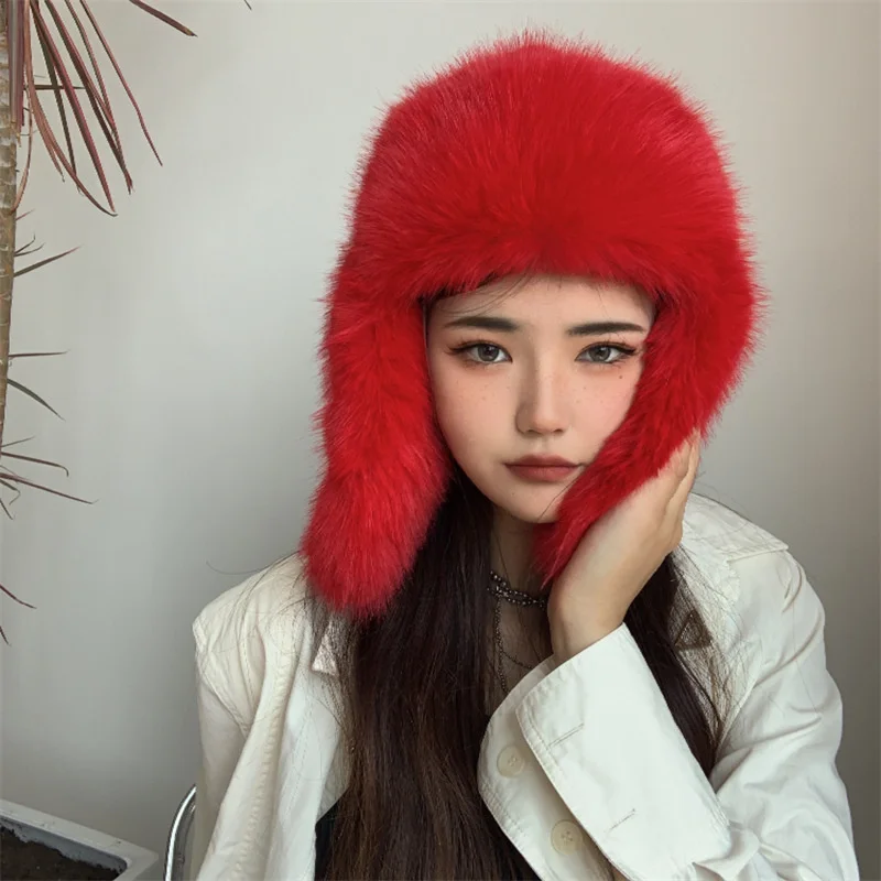 IDOIT New Outdoor Cold Proof Earflap Warm Cap Thickened Windproof Hat Lei Feng Hat Fur Winter Trapper Warm Winter Warm Hat
