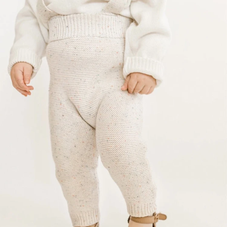Custom Organic Cotton Baby Clothes Kids Knitted Fabric Knitwear Pants