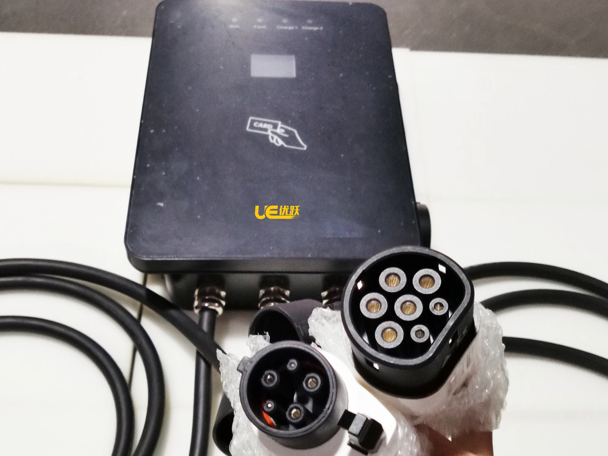 UEOEM Dual guns 14KW home AC EV Charger outdoor Type 1, Type 2 or GB/T floor-standing electric car charger