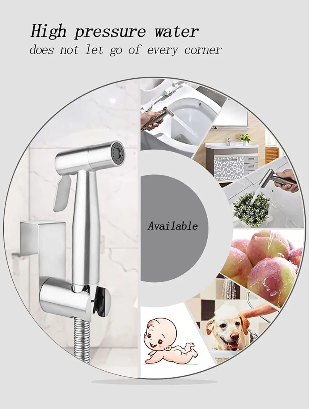 Redge - Handheld Bidet Sprayer for Toilet-Adjustable Water Pressure Control with Bidet Hose for Feminine Wash, Stainless Steel
