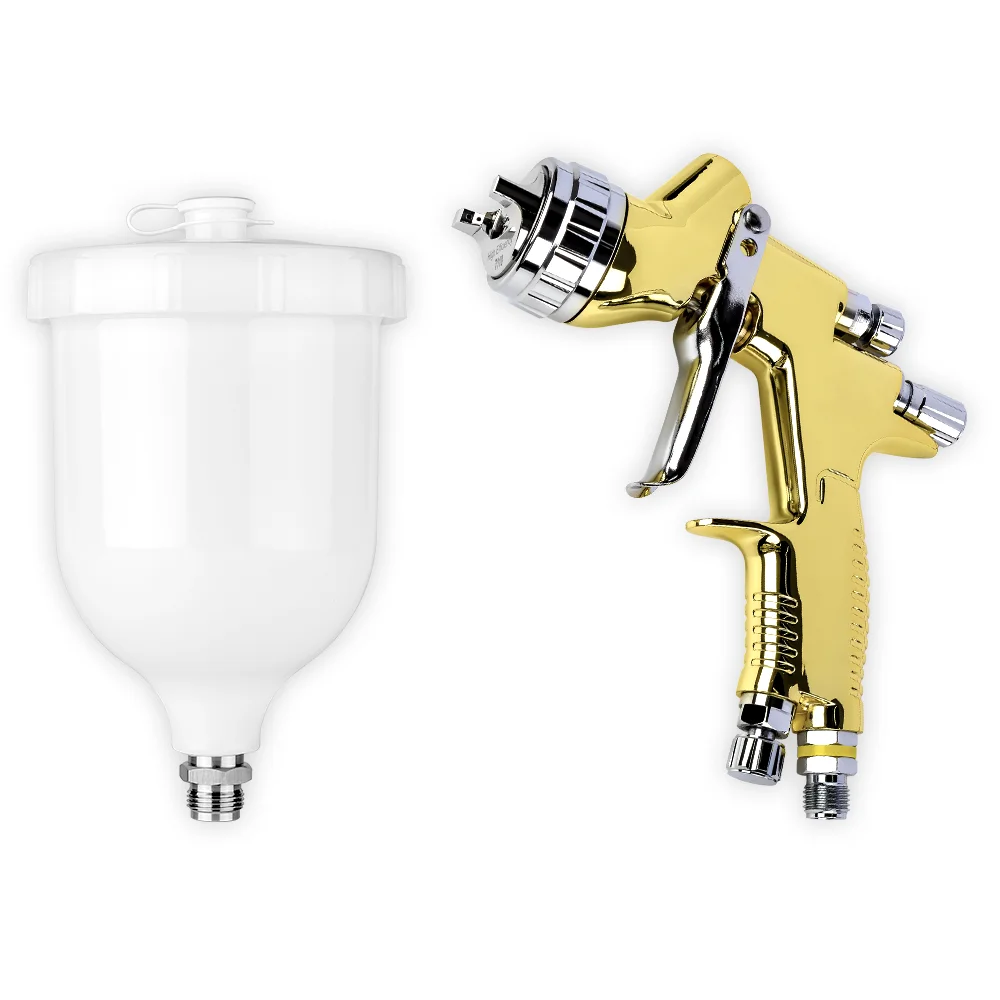 Competitive Price HVLP Gold Spray Gun-1.3mm Nozzle Spray Gun 600ml Capacity Paint Cup Pneumatic Painting&Automotive Painting.