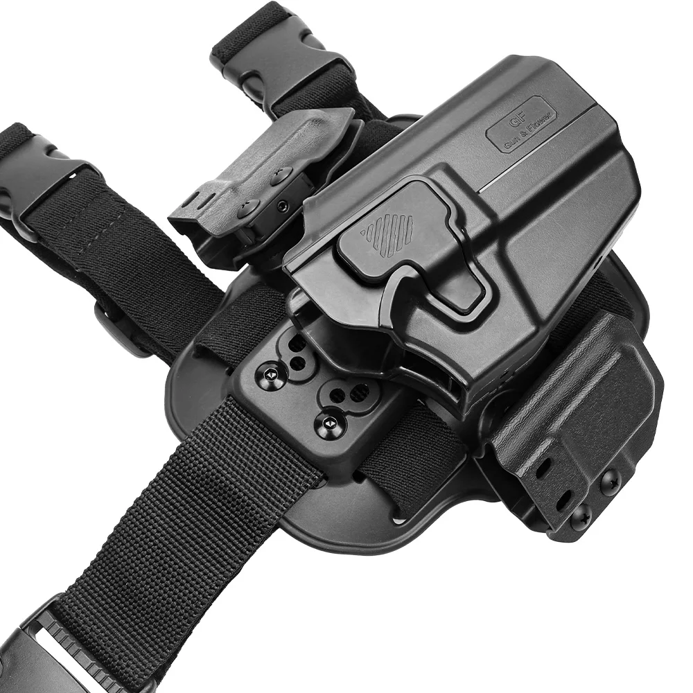 Gun&flower Drop Legs Holster with Magazine Holster Polymer Material Case