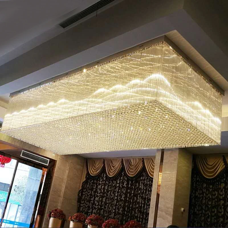 Modern Crystal Chandelier Large Luxury Gold big Led high ceiling chandeliers pendants