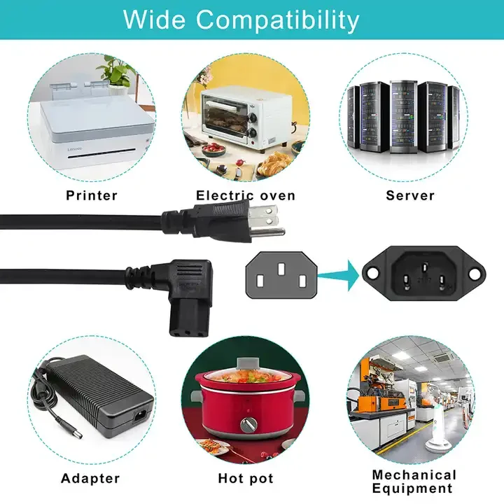 NEMA 5-15P на IEC C13 4Way кабель выхода 3 Prong TV шнур питания 6 ft AC