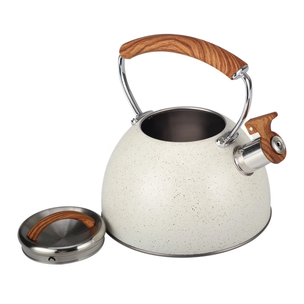 Чайник со свистком из нержавеющей стали с деревянной ручкой для чая 2,5 л Профессиональный чайник со свистком