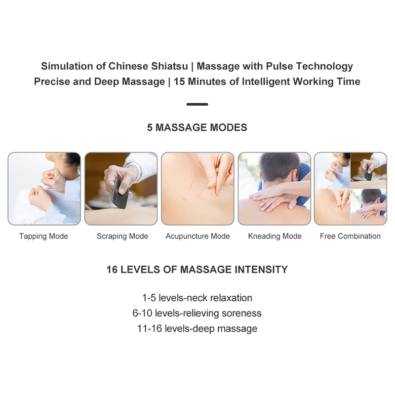 Electronic Intelligent Portable Physiotherapy Neck Massager 4 Massage Modes 16 Levels Of Adjustment Mini Cervical Massager