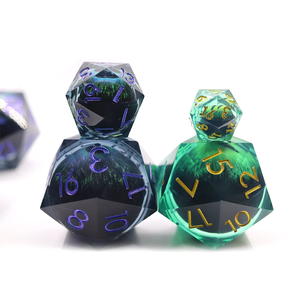 Прозрачные кости под заказ синий движущийся Dragon Eye 50 мм большие D20 одиночные для ролевой игры настольная игра