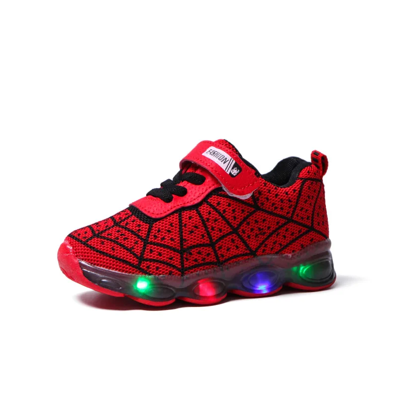 
Cheap China Manufacturer Children Casual Spiderman Design Led Boys Kids Shoes 