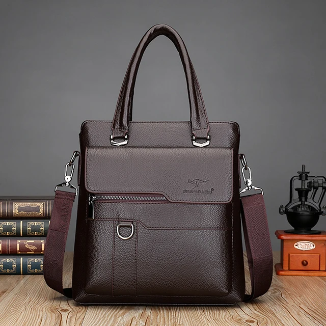 Новые стильные мужские сумки из натуральной кожи искусственная кожа с несколькими карманами, деловая Повседневная прилив сумка, сумка на плечо, сумка для работы мужская кожаная сумка