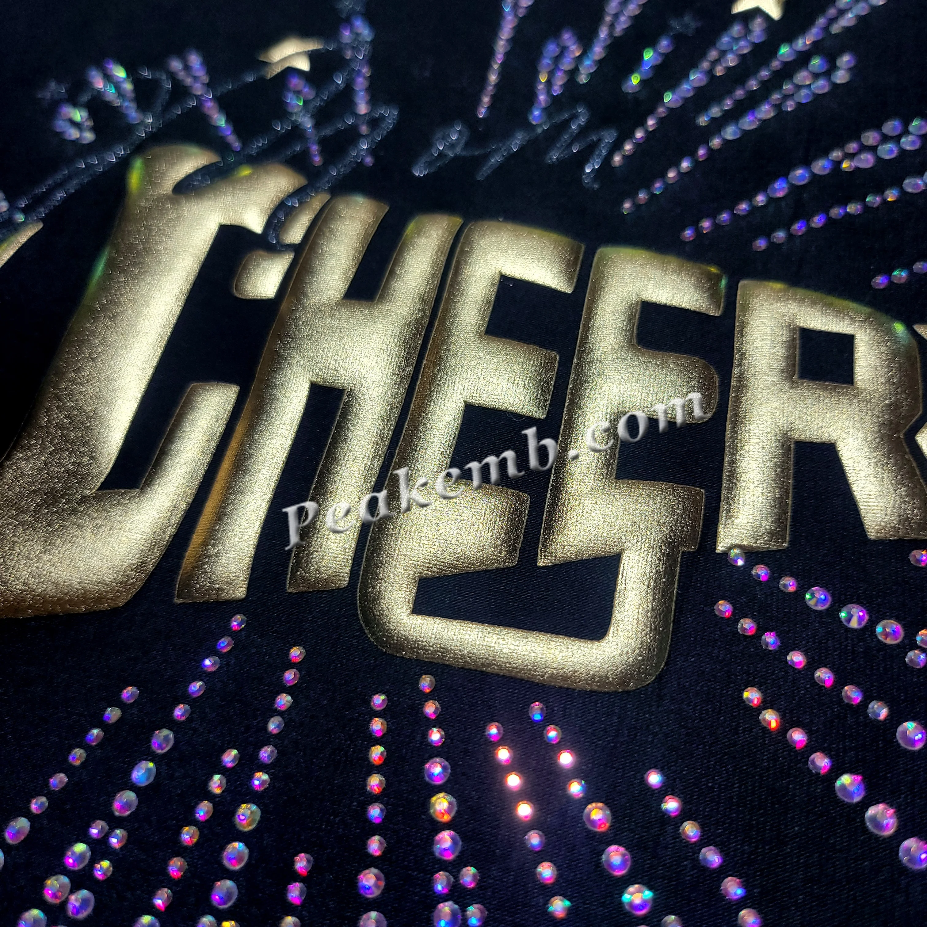 Custom Cutting of Material Cheer 3D Puff Heat Transfer Vinyl HTV Sheets Iron on Scatter Rhinestone Transfer