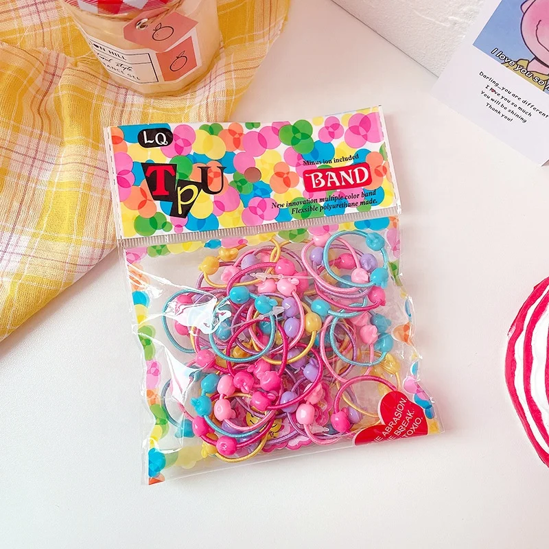 Дети резинки для волос ярких цветов scrunchies 50 шт./пакет на завязках маленьких девочек